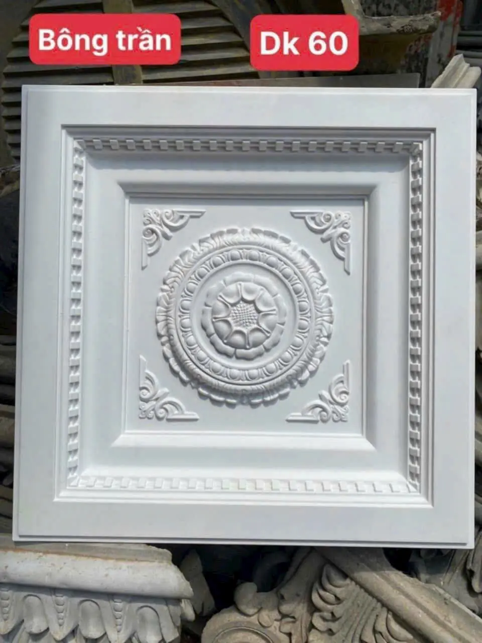 Bông Trần Thạch Cao Vuông Hoa Văn Cổ Điển 60x60cm