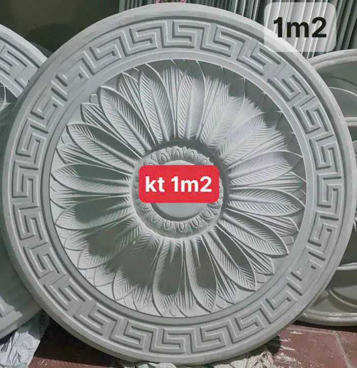 Mâm Trần Thạch Cao Hoa Văn Lá Cổ Điển Đường Kính 120cm